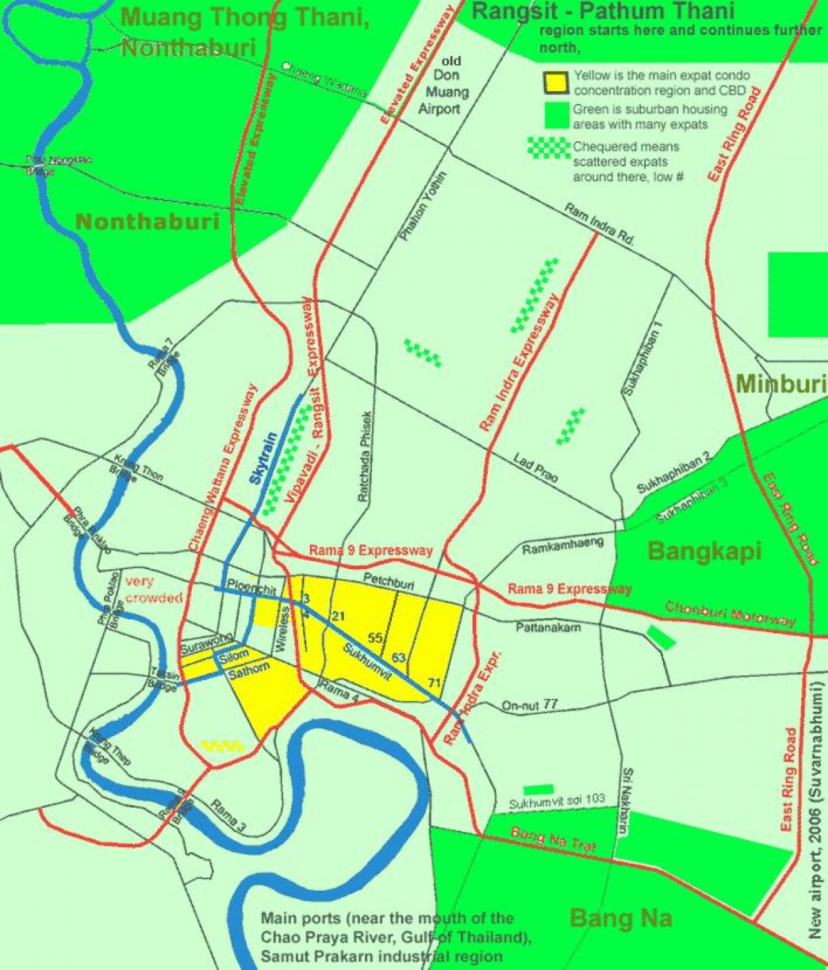 bangkok zona del centre del mapa