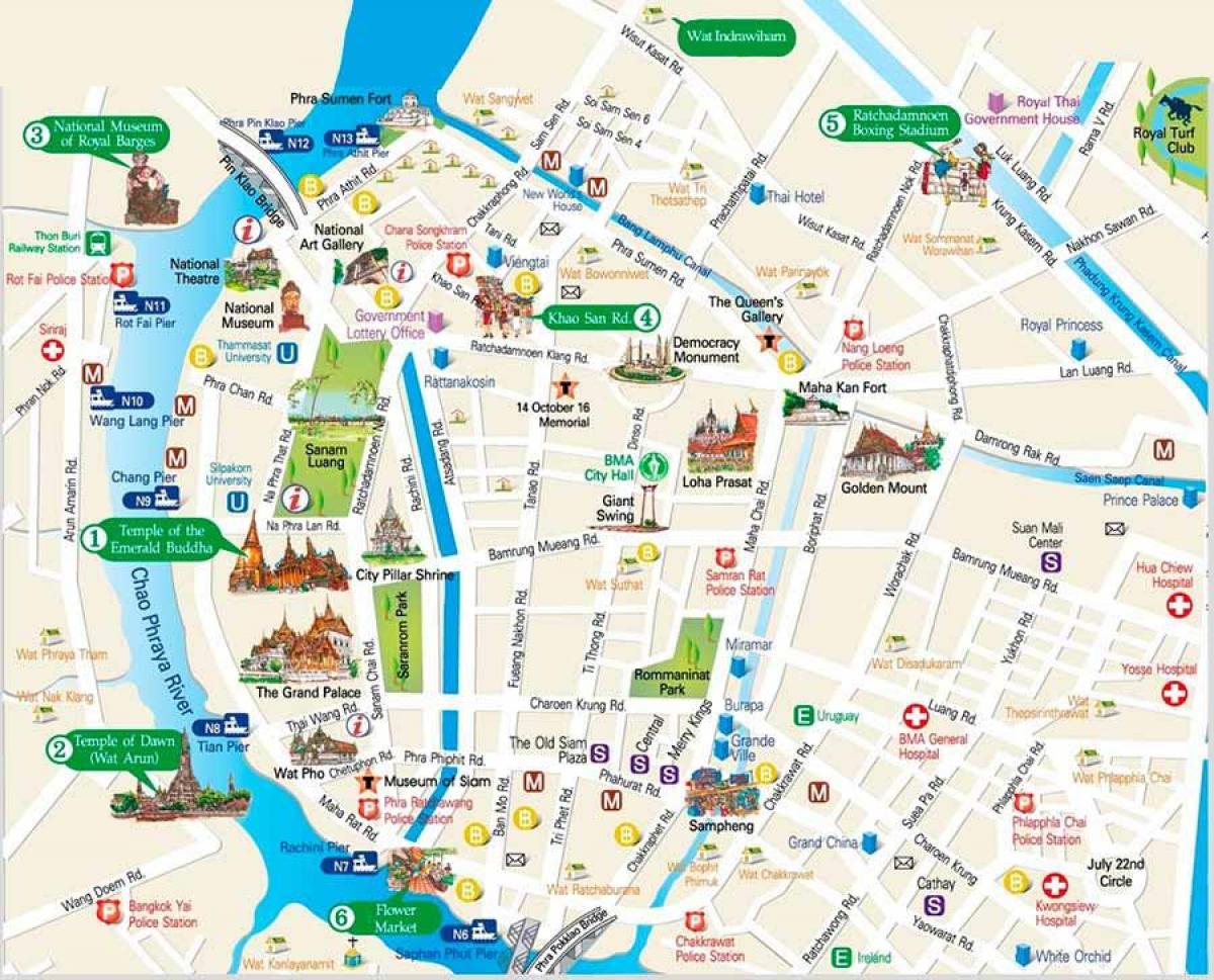 bangkok llocs per visitar mapa