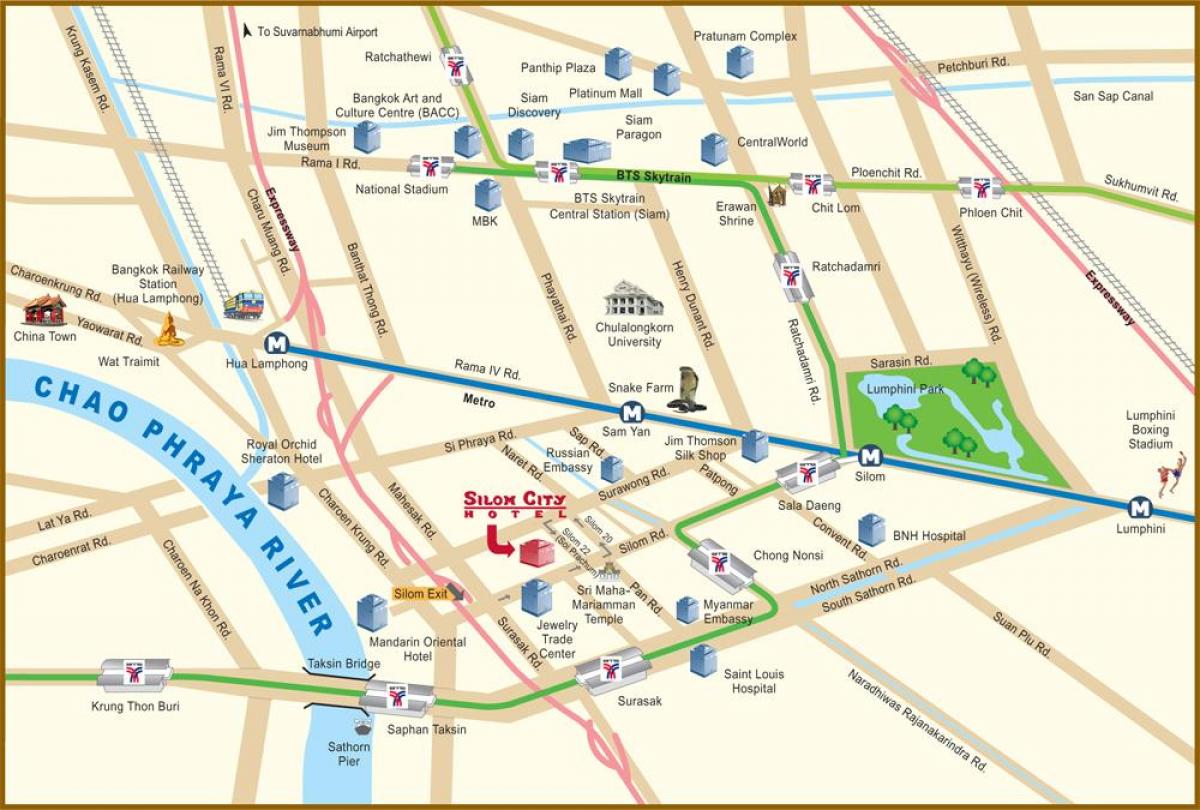 mapa del riu de la ciutat de bangkok