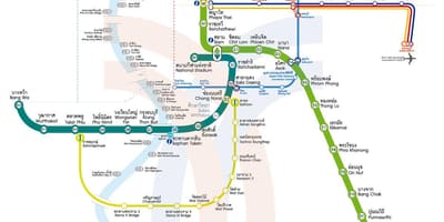 Ciutat de Bangkok tren mapa