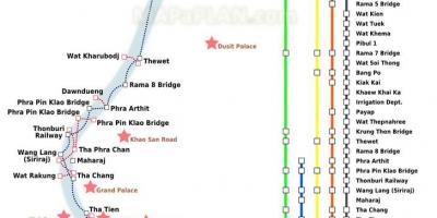 Bangkok ferri del riu mapa